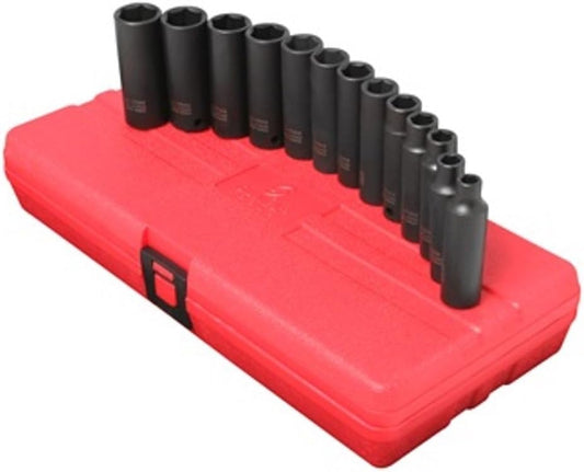 SUNEX TOOLS 3359 13 Piece 3/8-Inch Drive Deep Metric Socket Impact Set