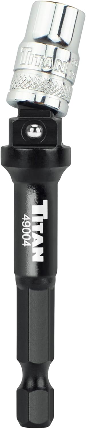 Titan 49004 1/4-Inch & 3/8-Inch Drive 3-in-1 Stepped Impact Socket Adapter, Mutli-Functional Dual Drive Adapter Works as 1/4" Drive Wobble, 1/4" Drive Straight, & 3/8" Drive Straigt Extension