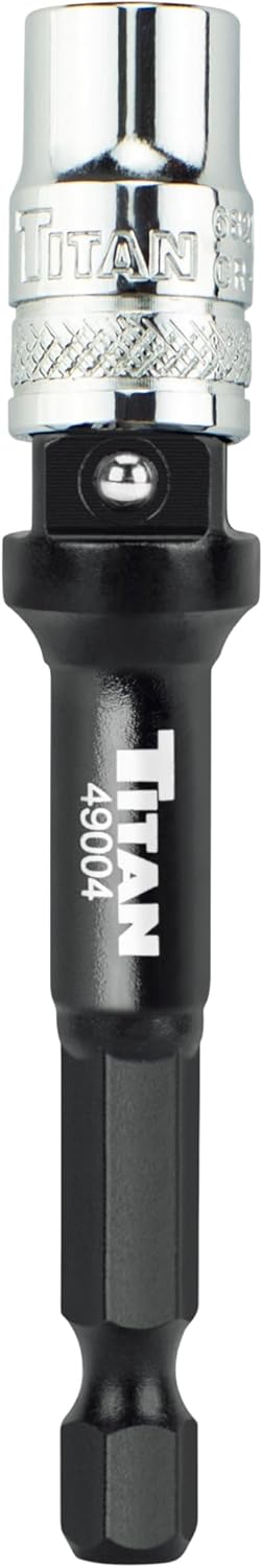 Titan 49004 1/4-Inch & 3/8-Inch Drive 3-in-1 Stepped Impact Socket Adapter, Mutli-Functional Dual Drive Adapter Works as 1/4" Drive Wobble, 1/4" Drive Straight, & 3/8" Drive Straigt Extension