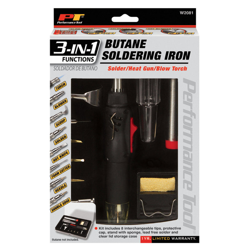 Load image into Gallery viewer, Performance Tool W2081 3-in-1 Butane Solder Iron / Heat Gun Kit
