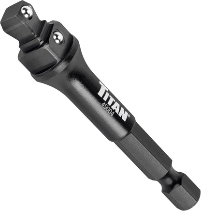 Titan 49004 1/4-Inch & 3/8-Inch Drive 3-in-1 Stepped Impact Socket Adapter, Mutli-Functional Dual Drive Adapter Works as 1/4" Drive Wobble, 1/4" Drive Straight, & 3/8" Drive Straigt Extension