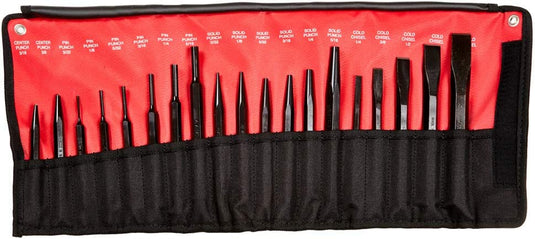 Mayhew Tools 81133 Pro Punch and Chisel Kit, 61019 19-Piece USA MADE, Black + FREE GIFT