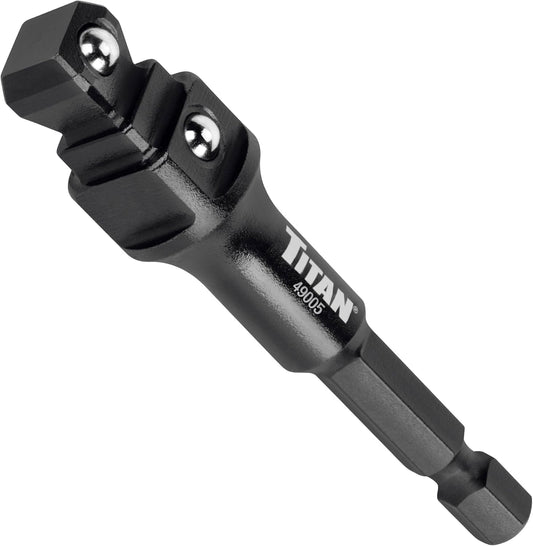 Titan 49005 3/8-Inch & 1/2-Inch Drive 3-in-1 Stepped Impact Socket Adapter, Mutli-Functional Dual Drive Adapter Works as 3/8" Drive Wobble, 3/8" Drive Straight, & 1/2" Drive Straight Extension
