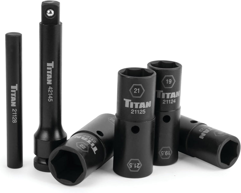 Load image into Gallery viewer, Titan 21126 Half-Size Flip Socket Set 1/2&quot; for Lug Nut Removal
