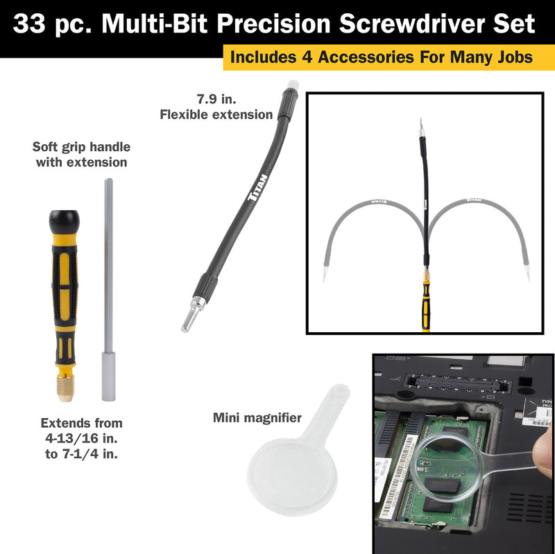 Load image into Gallery viewer, Titan 16093 33 Piece Multi Bit Precision Screwdriver Set
