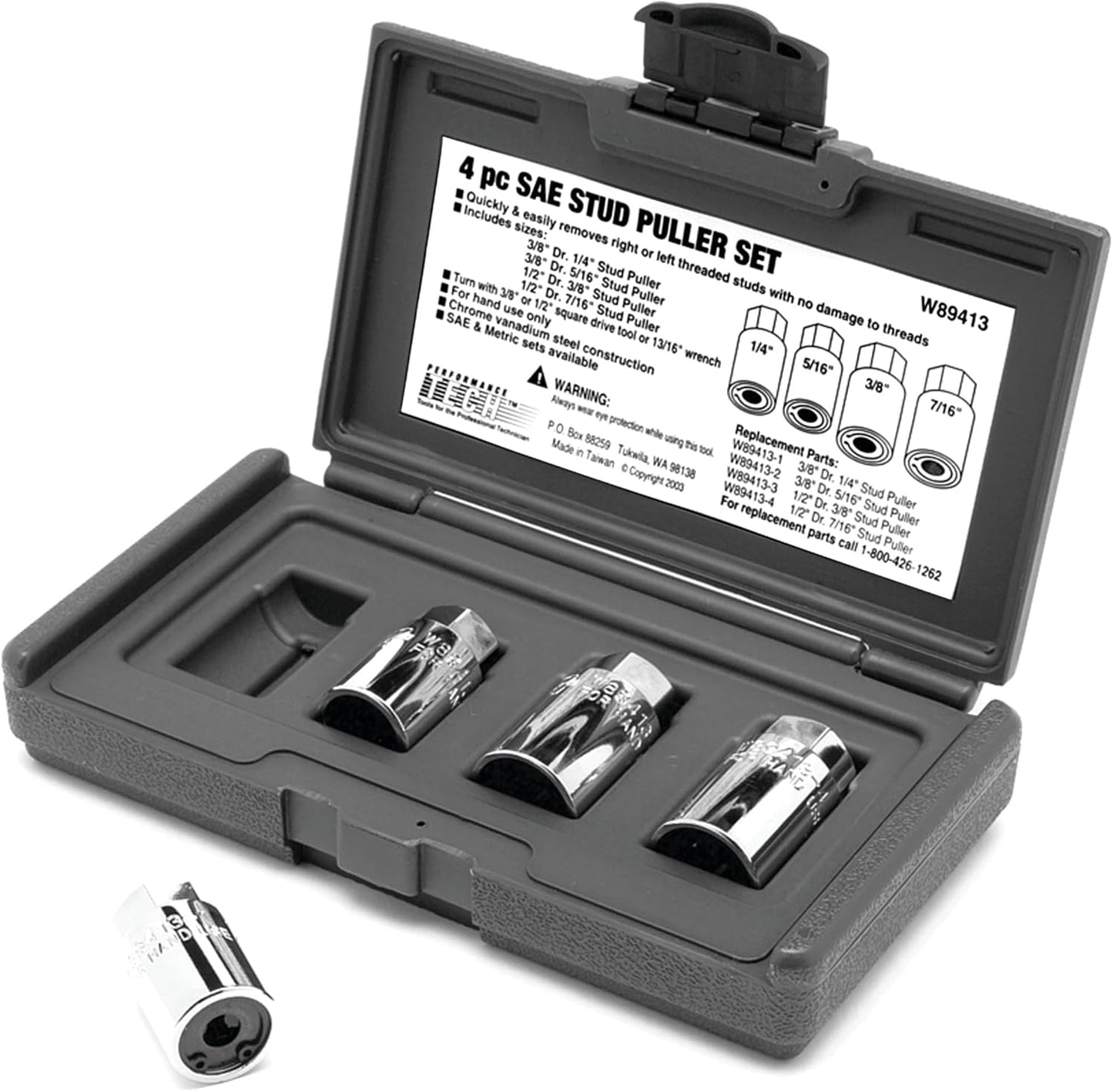 Performance Tool W89413 4-Piece SAE Stud Puller Set