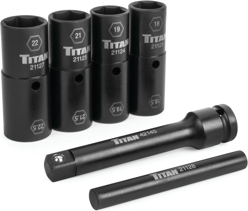 Load image into Gallery viewer, Titan 21126 Half-Size Flip Socket Set 1/2&quot; for Lug Nut Removal
