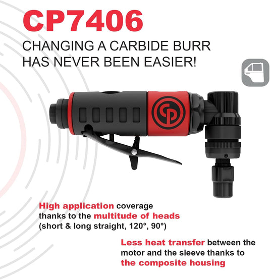 Chicago Pneumatic 7406 Ergonomic Composite 90 Degree Angle Die Grinder