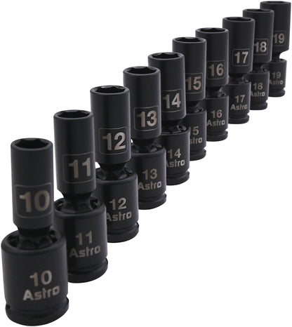 Astro AST78344M 3/8″ Drive Mid-Length Pinless Universal Impact Sockets – Metric