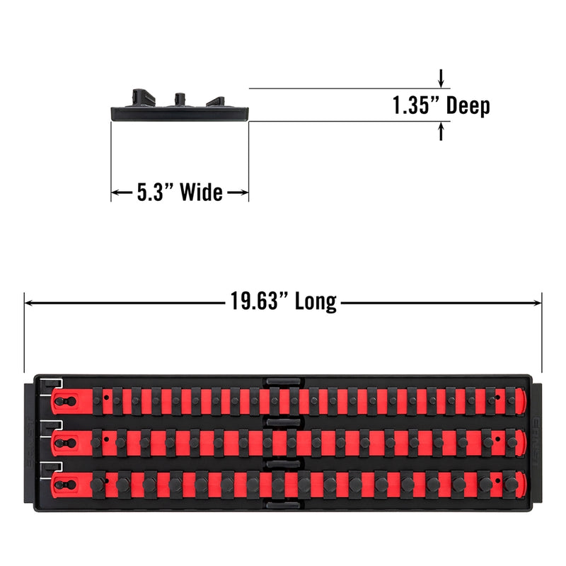 Load image into Gallery viewer, Ernst 8450 SOCKET BOSS 3-Rail Universal Socket Tray w/ Twist-Lock Clips RED
