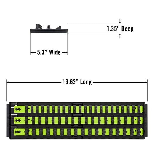 Ernst 8460HV High Viz SOCKET BOSS 3-Rail Universal Socket Tray w/ Twist-Lock Clips