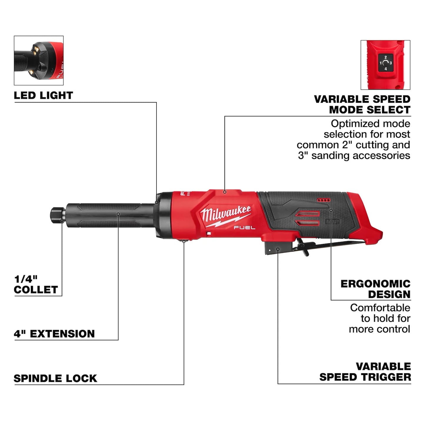 Milwaukee 3487-20 M12 FUEL 1/4" Extended Die Grinder