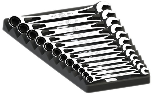 SK Hand Tools 80019 X-Frame® 6pt Metric Combination Ratcheting Wrench Set 12 pcs