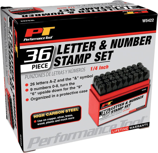 Performance Tool W5422 36-Piece Steel Letter/Number Stamping Set for Identification