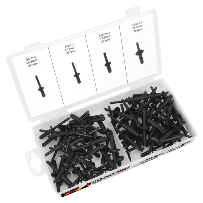 Performance Tool W5250 Poly Rivet Assortment 80 pc