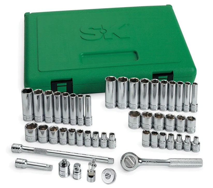 SK Tools 91848 48 Piece 1/4" Drive 6 Pt Std and Deep SAE & Metric Socket Set
