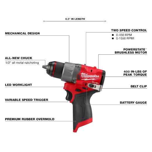 Milwaukee 3403-20 M12 1/2" Drill/Driver + FREE Battery