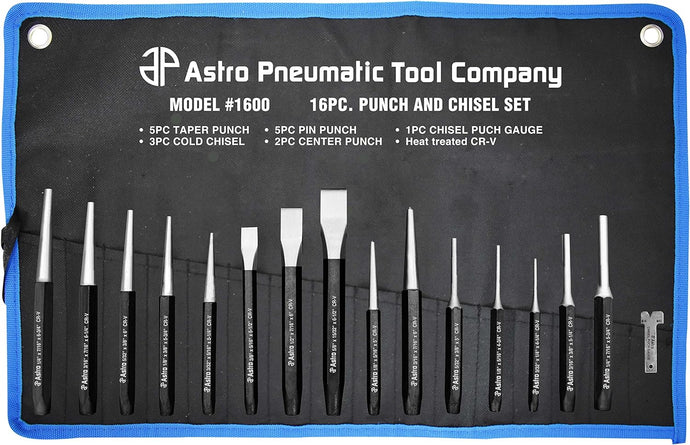 Astro Pneumatic Tool 1600 16-Piece Punch and Chisel Set