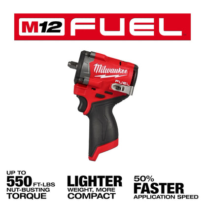 Milwaukee 2562-20 M12 FUEL Stubby Impact 3/8" + FREE Battery