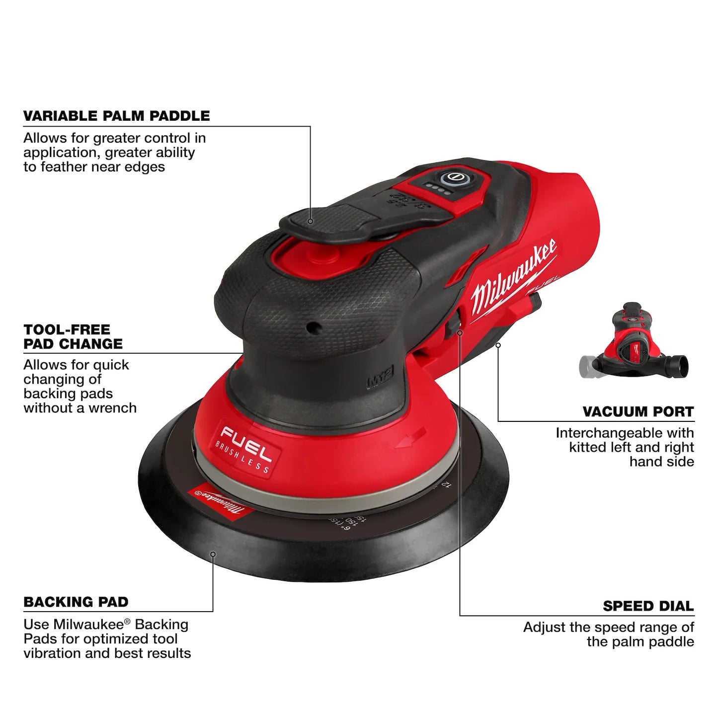 Milwaukee 2584-20 M12 FUEL (3/32) 6" Random Orbital Sander + FREE Battery