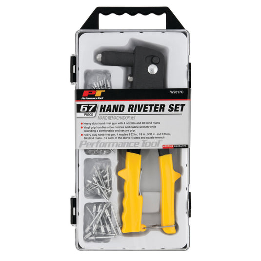 Performance Tool W2017C Hand Rivet Gun Set 67 pc