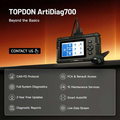 TOPDON AD700 ArtiDiag700 5" Scan Tool – All Systems Scan, 15 Service Functions