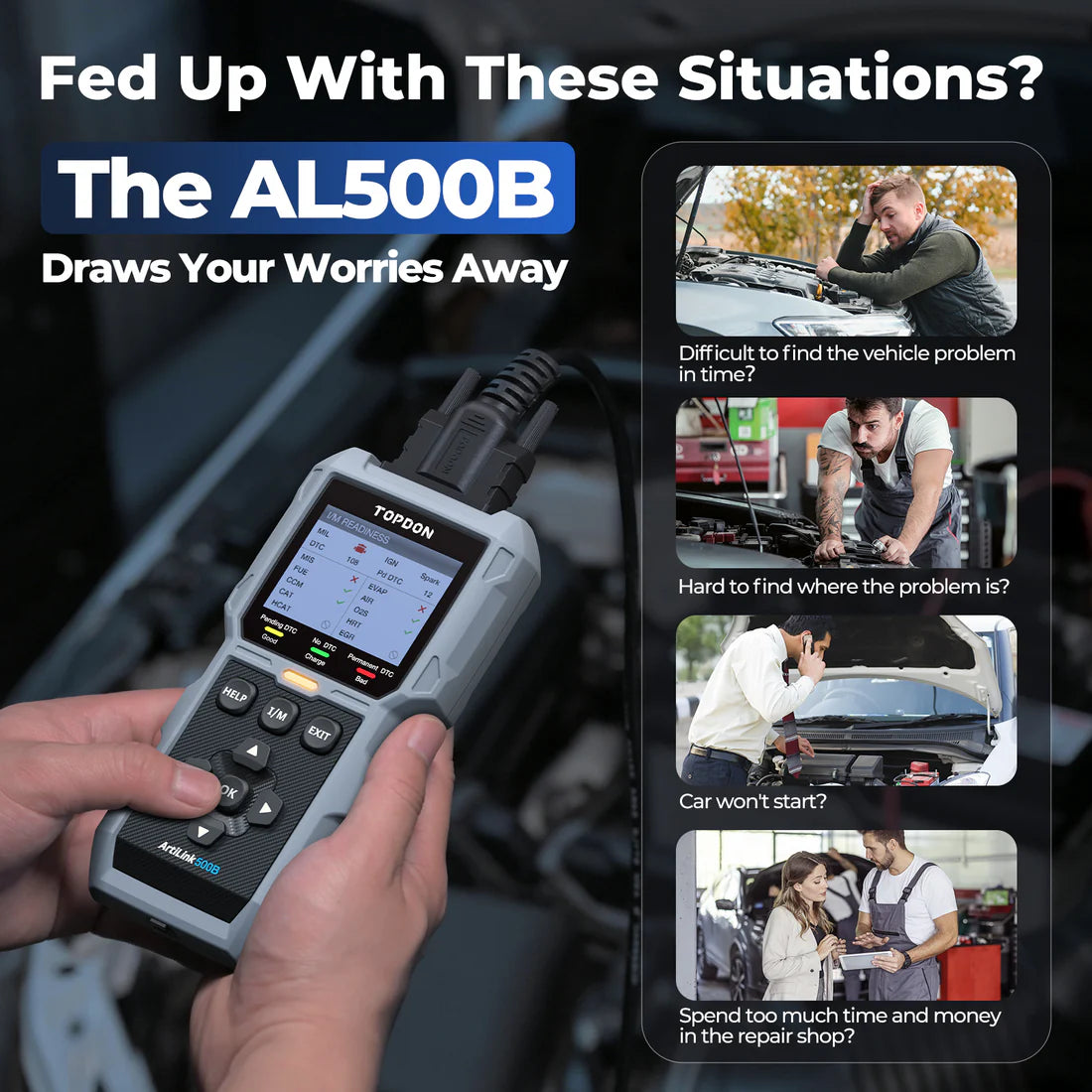 TOPDON AL500B OBD2 Code Reader, OBD2 Scanner with Full OBD2 Functions