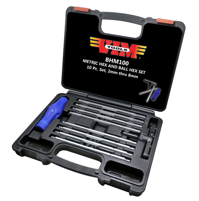 VIM BHM100 10 Piece 2 Way Screwdriver & Ratchet T-Handle Hex & Ball Drive Set