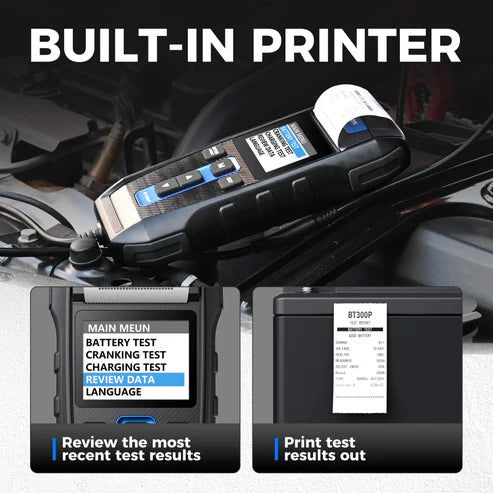 TOPDON BT300P Battery Tester with Printer, Battery Load Test Charging Cranking