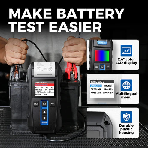 TOPDON BT300P Battery Tester with Printer, Battery Load Test Charging Cranking
