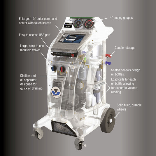 Mastercool Commander 4100 - Automatic R1234YF Recovery, Recycle & Recharge Machine Regular & Hybrid Vehicles