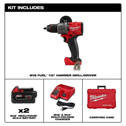 Milwaukee 2904-22 M18 FUEL 1/2 in. Cordless Hammer Drill Driver Kit + FREE GIFT