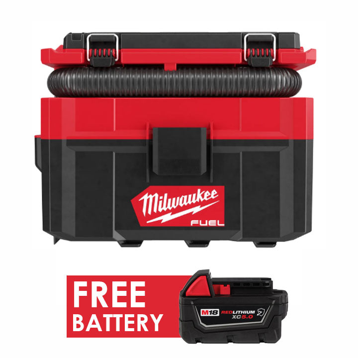 Milwaukee 0970-20 M18 FUEL 2.5 Gallon Wet/Dry Vacuum w/ PACKOUT Compatibility + FREE BATTERY