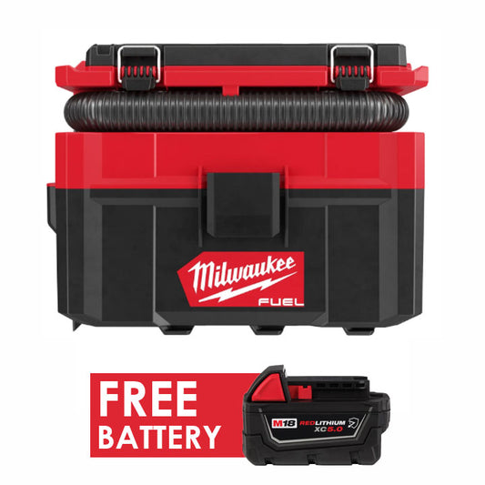 Milwaukee 0970-20 M18 FUEL 2.5 Gallon Wet/Dry Vacuum w/ PACKOUT Compatibility + FREE BATTERY
