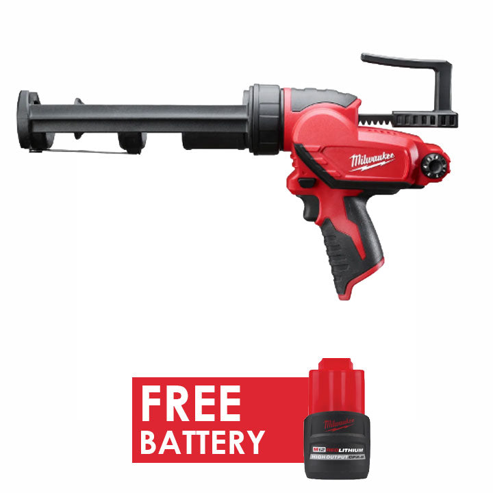 Milwaukee 2441-20 10oz. Caulk and Adhesive Gun + FREE Battery