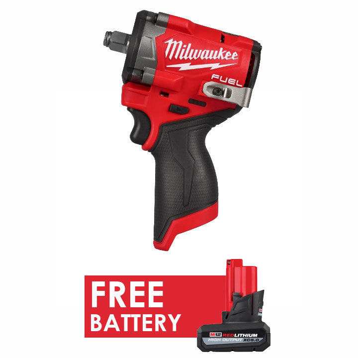 Milwaukee 2563-20 M12 FUEL Stubby Impact Wrench 1/2" + FREE Battery