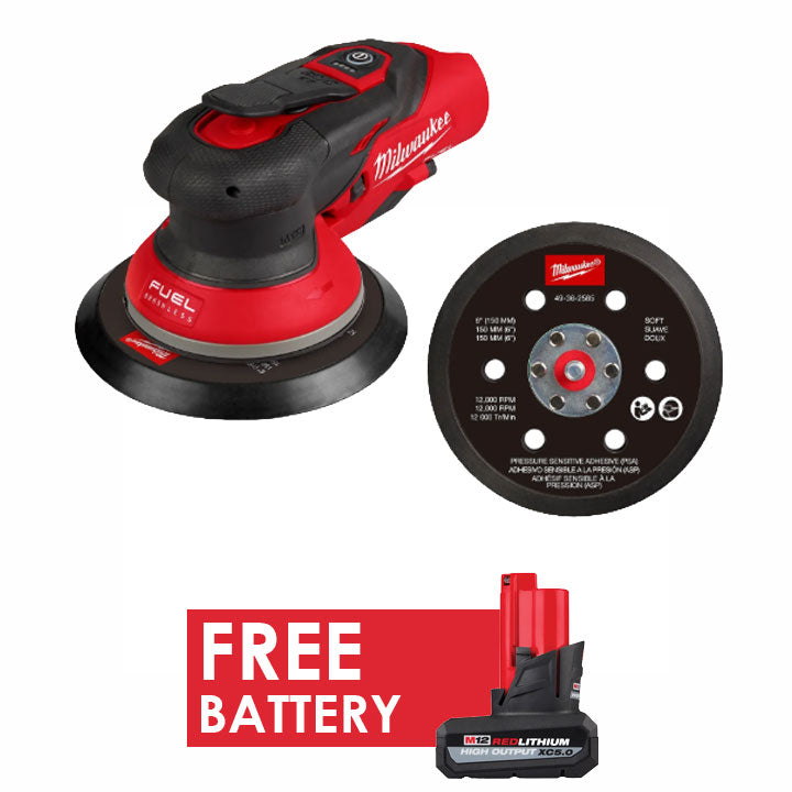 Milwaukee 2584-20 M12 FUEL (3/32) 6" Random Orbital Sander + FREE Battery