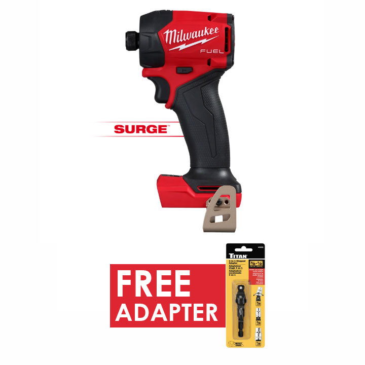 Milwaukee 2761-20 M18 FUEL 18V SURGE 1/4" Hex Hydraulic Driver + FREE Titan Adapter 3/8" - 1/2" Drive