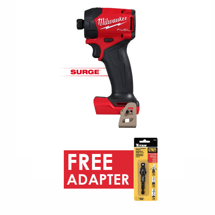 Milwaukee 2761-20 M18 FUEL 18V SURGE 1/4" Hex Hydraulic Driver + FREE Titan Adapter 1/4" - 3/8" Drive