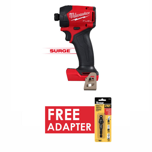 Milwaukee 2761-20 M18 FUEL 18V SURGE 1/4" Hex Hydraulic Driver + FREE Titan Adapter 1/4" - 3/8" Drive