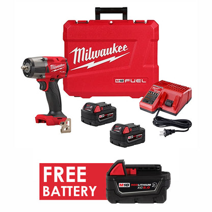 Milwaukee 2960-22R M18 FUEL™ 3/8 " Mid-Torque Impact Wrench w/ Friction Ring Kit + FREE Battery