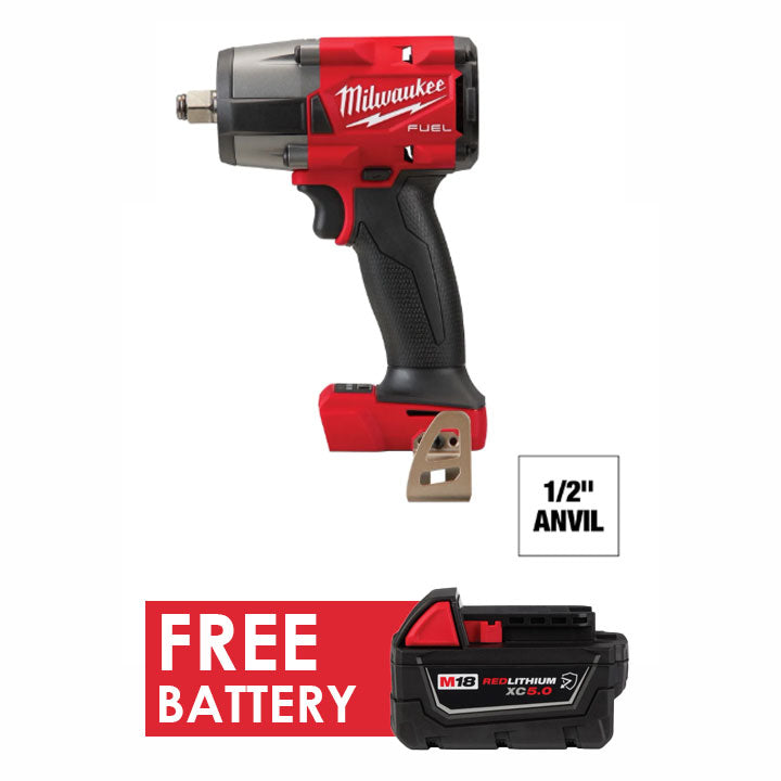 Milwaukee 2962-20 M18 FUEL™ 1/2" Mid-Torque Impact Wrench w/ Friction Ring + FREE Battery