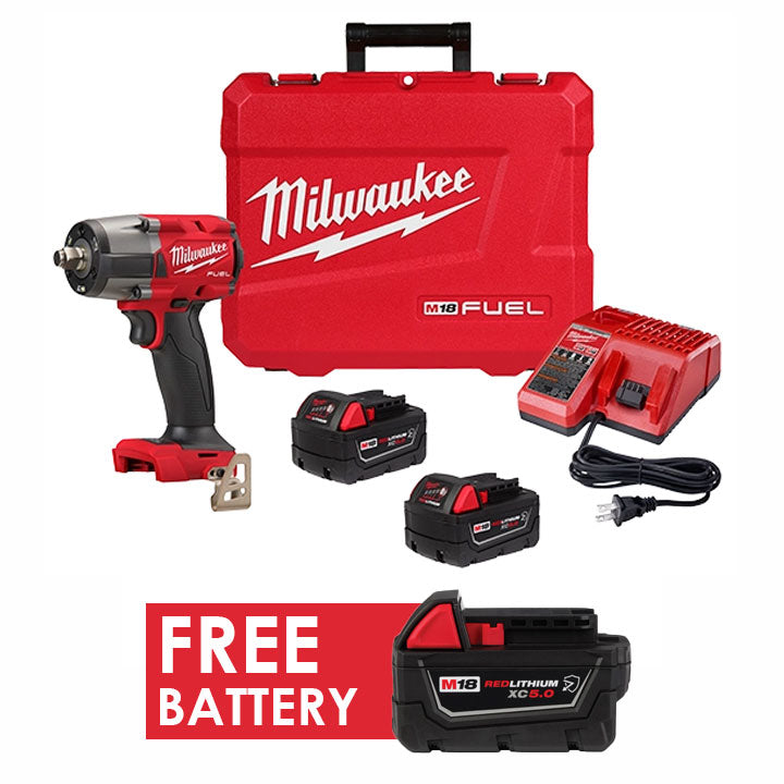 Milwaukee2962-22R M18 FUEL™ 1/2 " Mid-Torque Impact Wrench w/ Friction Ring Kit + FREE Battery