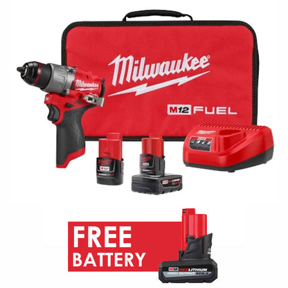 Milwaukee 3403-22 M12 Fuel 1/2" Drill/Driver Kit + FREE Battery