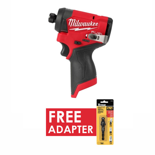 Milwaukee 3453-20 M12 Fuel 1/4 Hex Impact Driver + FREE TItan Adapter 1/4" - 3/8" Drive