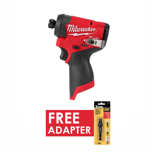Milwaukee 3453-20 M12 Fuel 1/4 Hex Impact Driver + FREE TItan Adapter 3/8" - 1/2" Drive