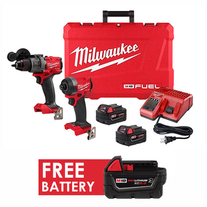 Milwaukee 3697-22 M18 FUEL 2-Tool Combo Kit + FREE Battery