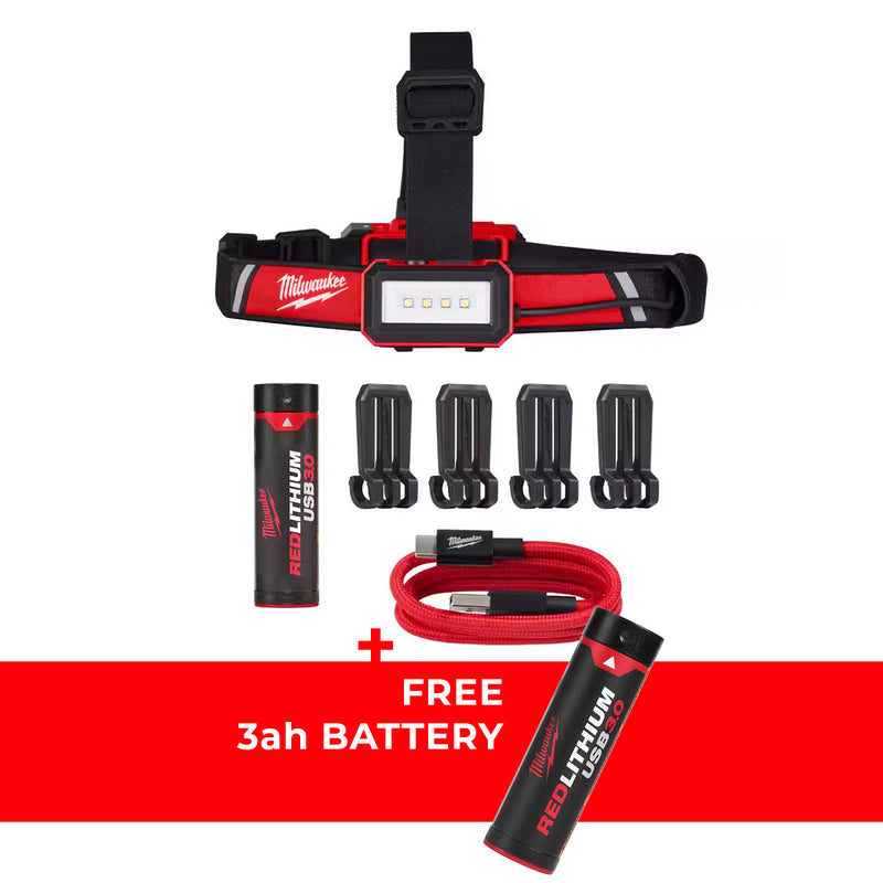 Load image into Gallery viewer, Milwaukee 2115-21 Low-Profile Headlamp 600 Lumens LED REDLITHIUM USB + Free Battery
