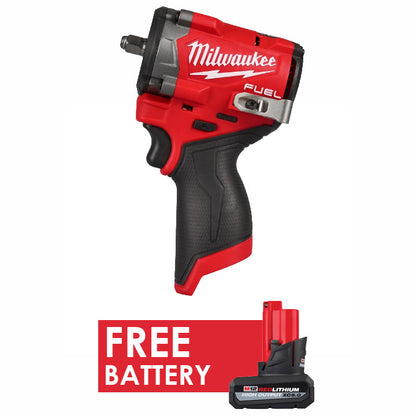 Milwaukee 2562-20 M12 FUEL Stubby Impact 3/8" + FREE Battery