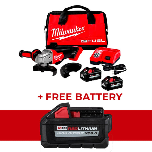 Milwaukee 2880-22 4-1/2" / 5" Braking Grinder Paddle Switch, No-Lock Kit + Free Battery
